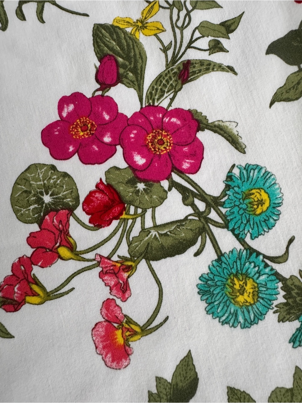 Floral Pull On Capri Pants Plus Size 1X 16W 18W White Stretch Crop - Picture 6 of 8
